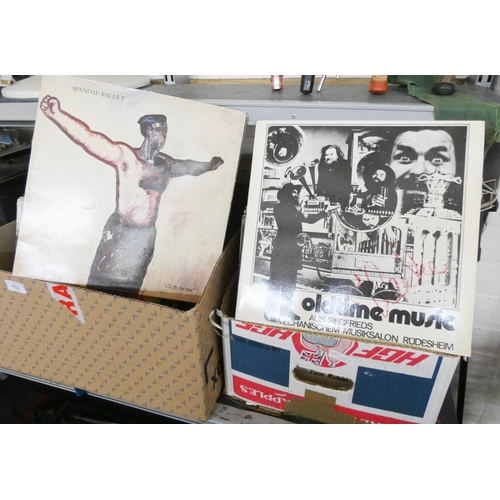 453 - Four large boxes of vinyl LP records, some pop and classic and one carry box of records