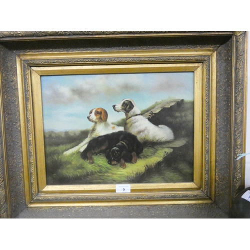 9 - A gilt framed Victorian style picture of Setter and pointer dogs