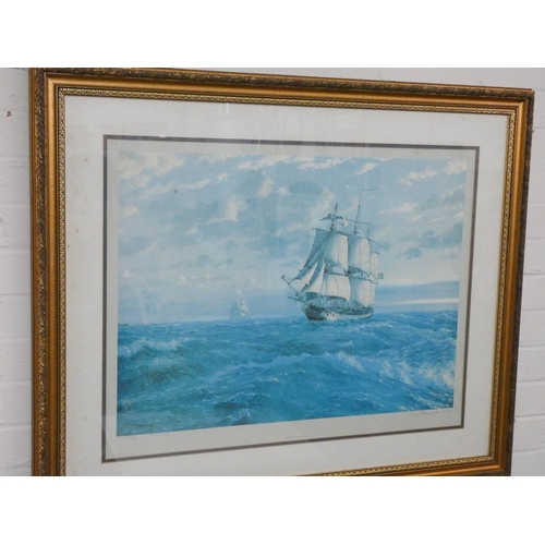 81 - Two large gilt framed limited edition prints of sailing ships