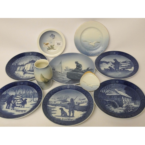 219 - Large collection of Royal Copenhagen blue and white porcelain, plates, vases, pin dishes etc