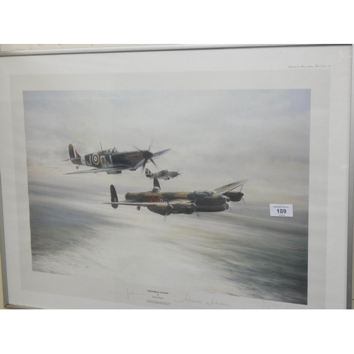 189 - A signed framed print of a memorial flight by Robert Taylor