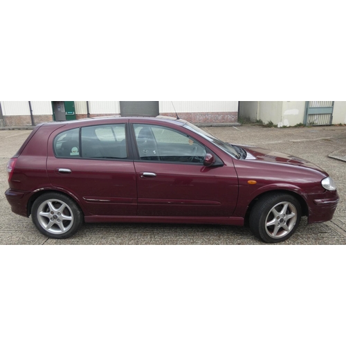 280 - Deceased estate sale - 2002 registered Nissan Almera in red, petrol car - MOT expired in 2018, is in... 