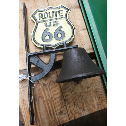 300 - A Route 66 wall hanging cast iron bell