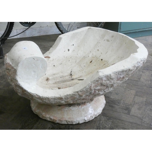 340 - Marble effect shell shaped bird bath