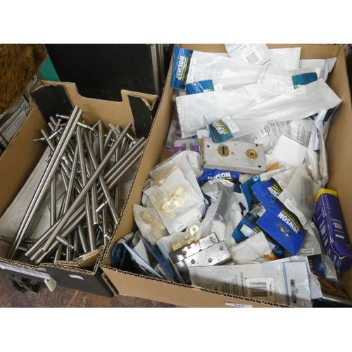 346 - Large quantity of new old stock, including hinges, door handles, window ties and a aluminium carryin... 