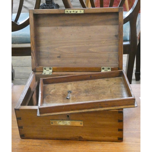 103 - A small pine box with interior tray