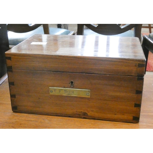 103 - A small pine box with interior tray