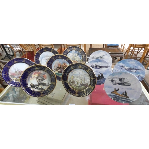 108 - A set of six Spode Maritime plates (Old British Battles) and four Royal Doulton World War II airplan... 