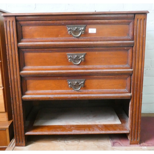 113 - An Edwardian walnut chest of three drawers, 2'6 wide