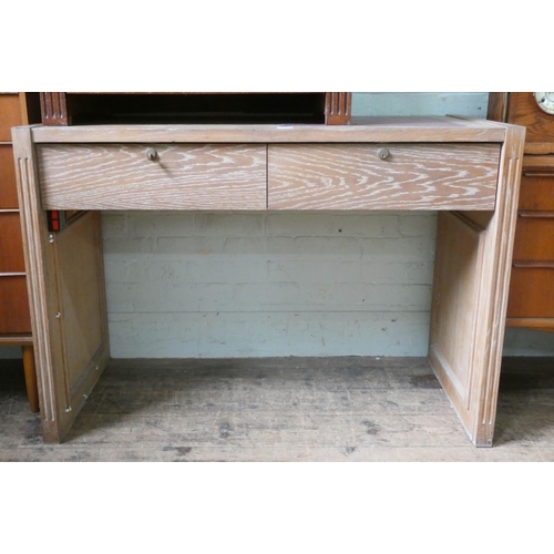 114 - A limed oak office desk fitted two drawers, 4' wide