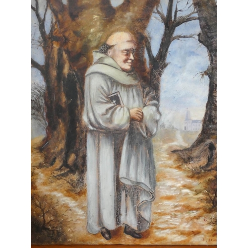 116 - A gilt framed oil painting of a monk with hinged front glazed panel