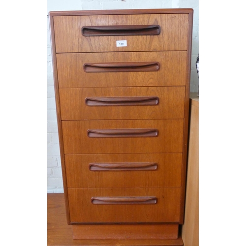 119 - A GPlan teak chest of six long drawers, 21