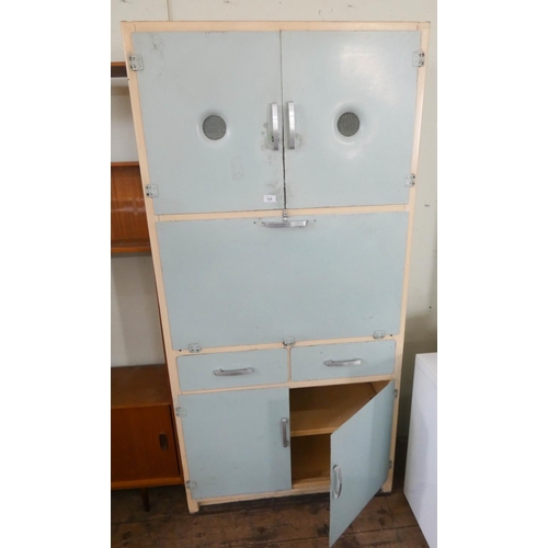 124 - A vintage 1950's duck egg blue and cream metal kitchen cabinet, 35