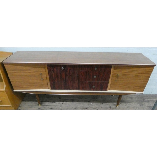 18 - A retro Melamine sideboard fitted cupboards and drawers, 6' long