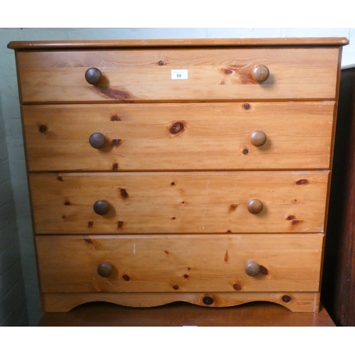 88 - A modern pine chest of four long drawers, 2'6 wide