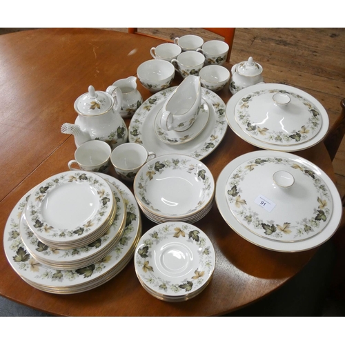 91 - A Royal Doulton Larchmont pattern leaf decorated dinner and tea service