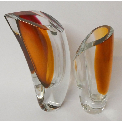 503 - A pair of Kosta Boda Art Glass vases, tallest measuring 12