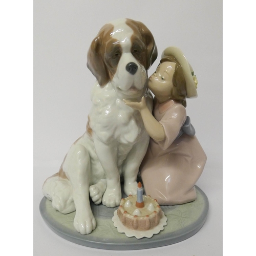 507 - A large Lladro figure group 'A birthday kiss' with original box