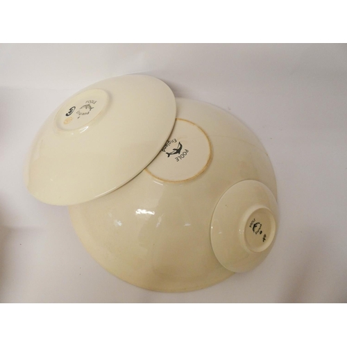 533 - A large Poole pottery Delphis bowl, a wall plate and a pin tray