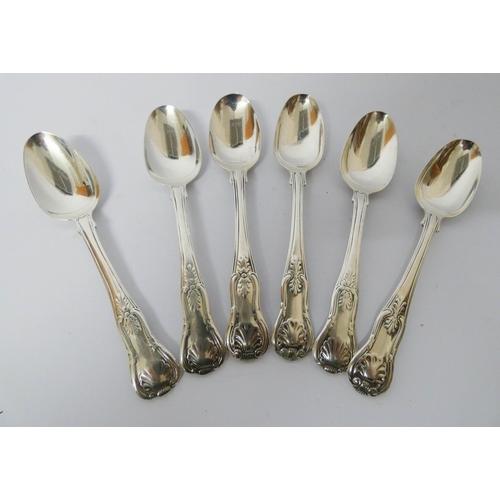 609 - A set of six 19th century silver fiddle and shell pattern teaspoons, gross weight 6.3 troy ozs