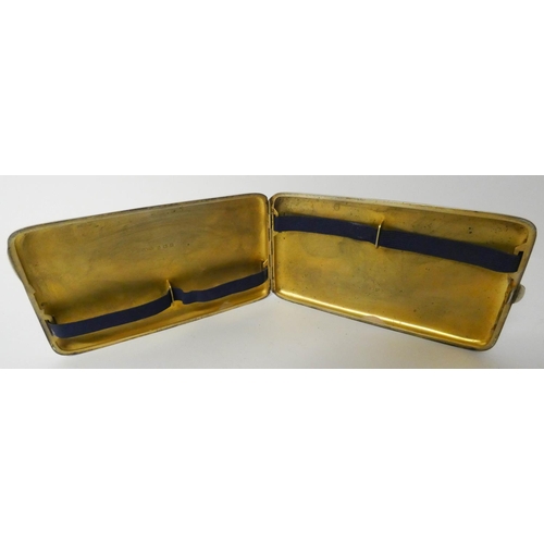 610 - A hallmarked silver engine turned double cigarette box with inset gold panel to the lid, gross weigh... 