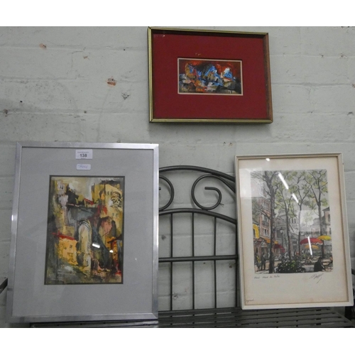 138 - Three various modern framed prints of Parisian and other street scenes