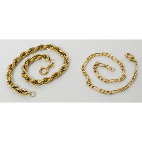 638 - Two 9ct yellow gold chain bracelets, 5.1 grams