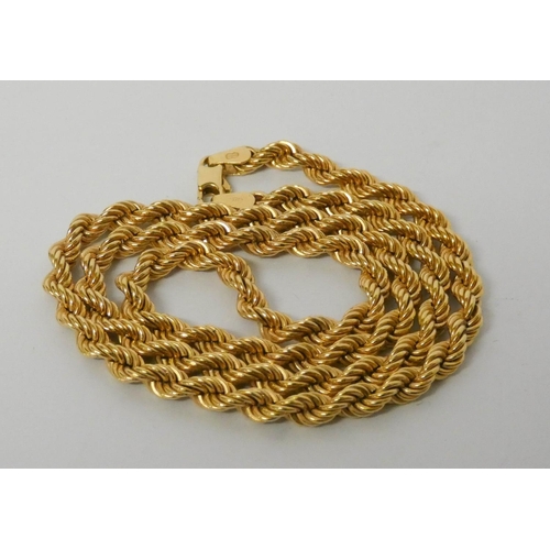 660 - 9ct yellow gold rope twist chain necklace, weight 8.3 grams.