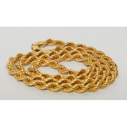 660 - 9ct yellow gold rope twist chain necklace, weight 8.3 grams.