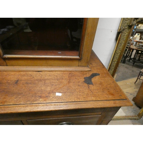 348 - A Georgian inlaid mahogany chest of drawers with glazed bookcase top