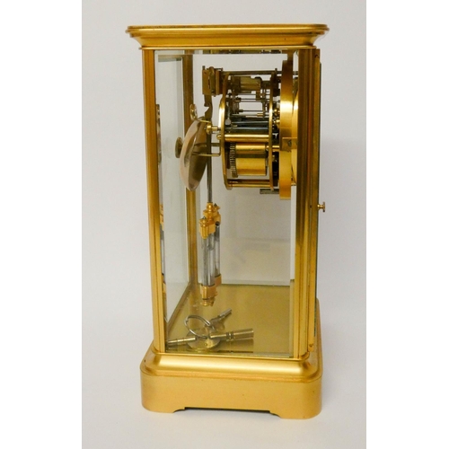 512 - Benson of London 1920's four glass mantel clock with striking mechanism and mercury pendulum, 23cms ...