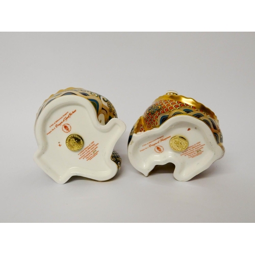 516 - Royal Crown Derby, a pair of Millennium Dragon paperweights, 'The Dragon of Happiness' and 'The Drag... 