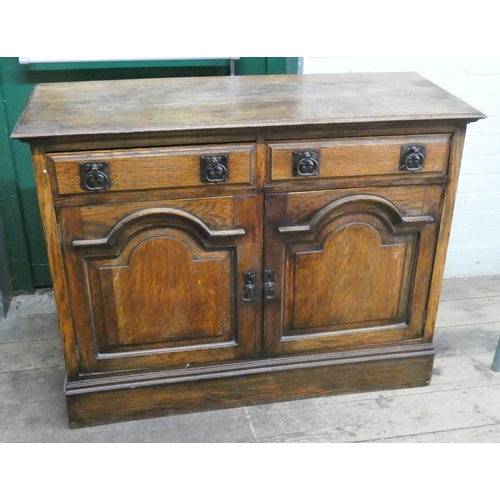 4 - Edwardian oak sideboard with cupboards and drawers, 4' wide