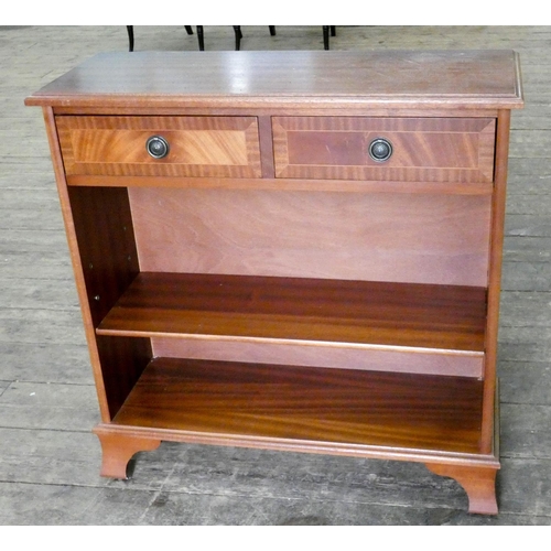 20 - A low mahogany open bookcase fitted two drawers, 2'6 wide