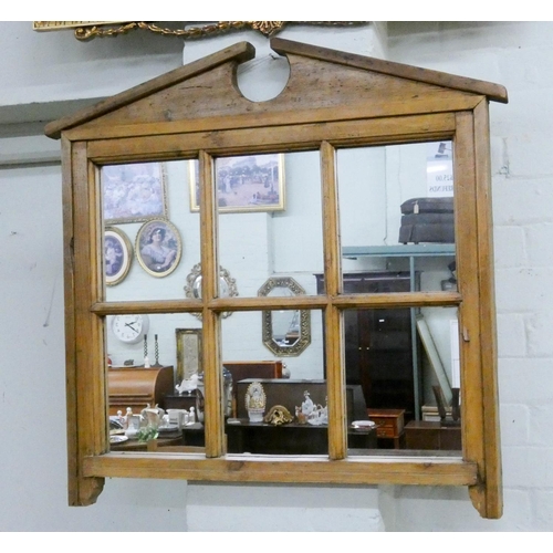 126 - A window style wall mirror in oak frame