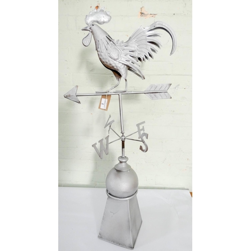 2 - A silver painted Cockerel weather vane