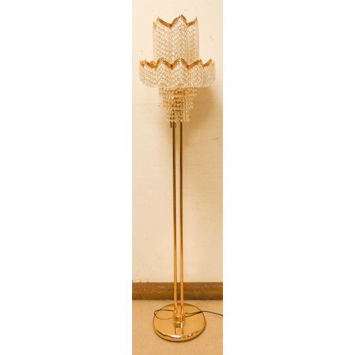 156 - A quality contemporary brass and glass lustre standard lamp