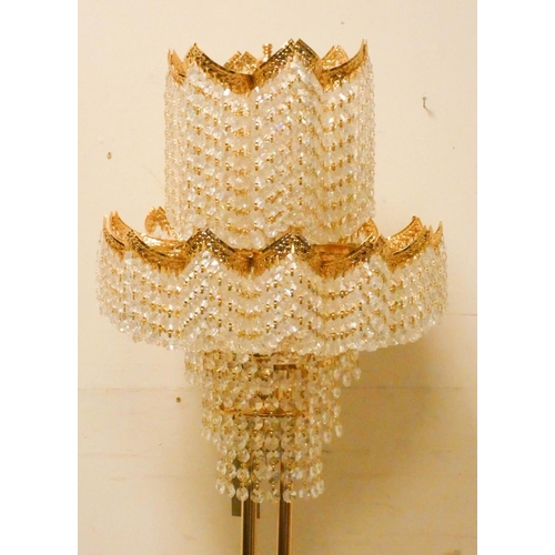 156 - A quality contemporary brass and glass lustre standard lamp