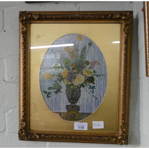 119 - A pair of gilt framed still life pictures and a pair of local scenes