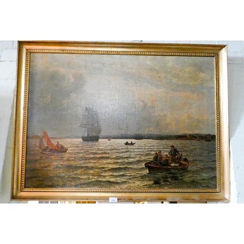 128 - A Victorian style gilt framed Oleograph of boating scene