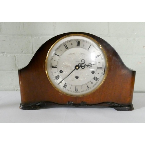 143 - A large mantel clock in mahogany case with chiming and striking movement, by J Richie & Sons Edinbur... 