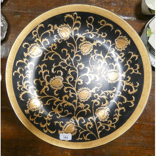 194 - A very large black & gilt decorated china plate, 20