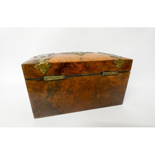 534 - Victorian walnut brassbound two partition tea caddy, 10