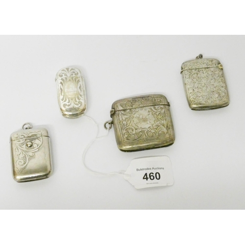 460 - A collection of four silver plated vintage vesta cases