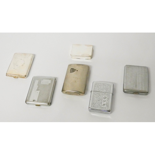 462 - A collection of five vintage vesta cases and a Zippo lighter (6)