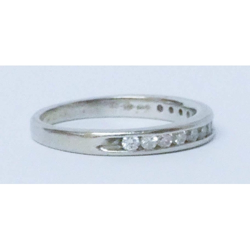 680 - Modern platinum diamond half hoop eternity ring, hallmarked, Ring size J