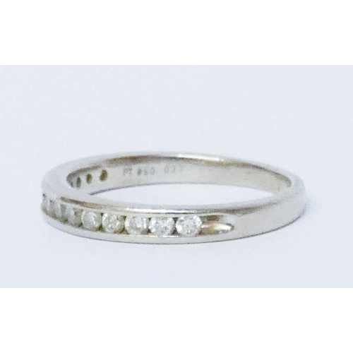 680 - Modern platinum diamond half hoop eternity ring, hallmarked, Ring size J