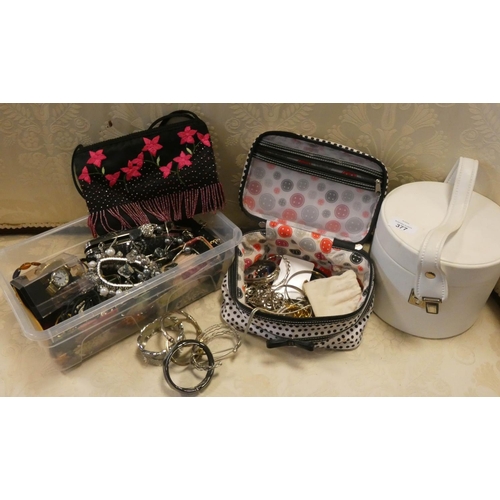 377 - Large quantity of costume jewellery, watches, purses, bangles etc