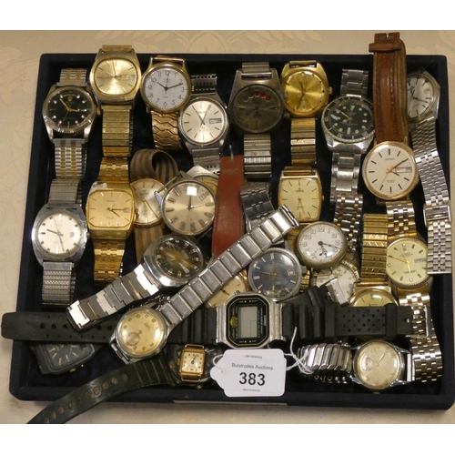 383 - A large collection of gent's vintage and other wristwatches - all untested (some as found)