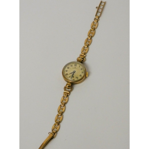 612 - Rolex - Precision ladies vintage 9ct gold wristwatch, circa 1950's, on gold bracelet strap. Gross we... 